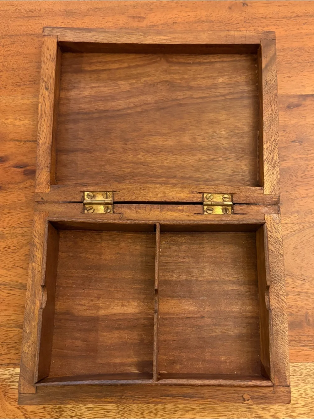 Vintage Sheesham Wood Brass Box Caspari 